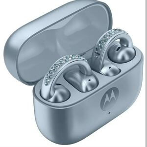 NWT MOTOROLA MOTO BUDS BY SWAROVSKI BOSE ICE BLUE CRYSTAL RHINESTONES EAR AIRPOD